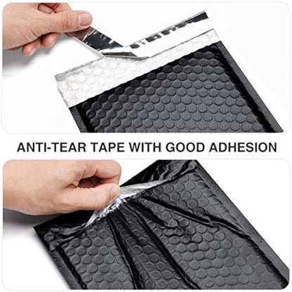 Switory 25Pcs Poly Bubble Mailers A5 Padded Envelopes Bulk Bubble Lined Wrap Polymailer Bags for Shipping Packaging Mailing Self Seal Black - 6X9+1.57"