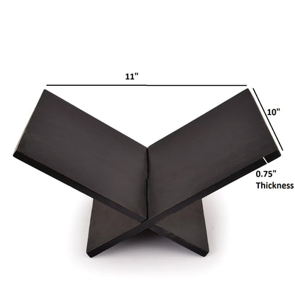 Indus Lifespace Book Stands Mango Wood Cross Frame Black Wooden Book Holder, for Magazine, Art Book, Cook Book, Bible, Quran 11" x 10" x 0.75"