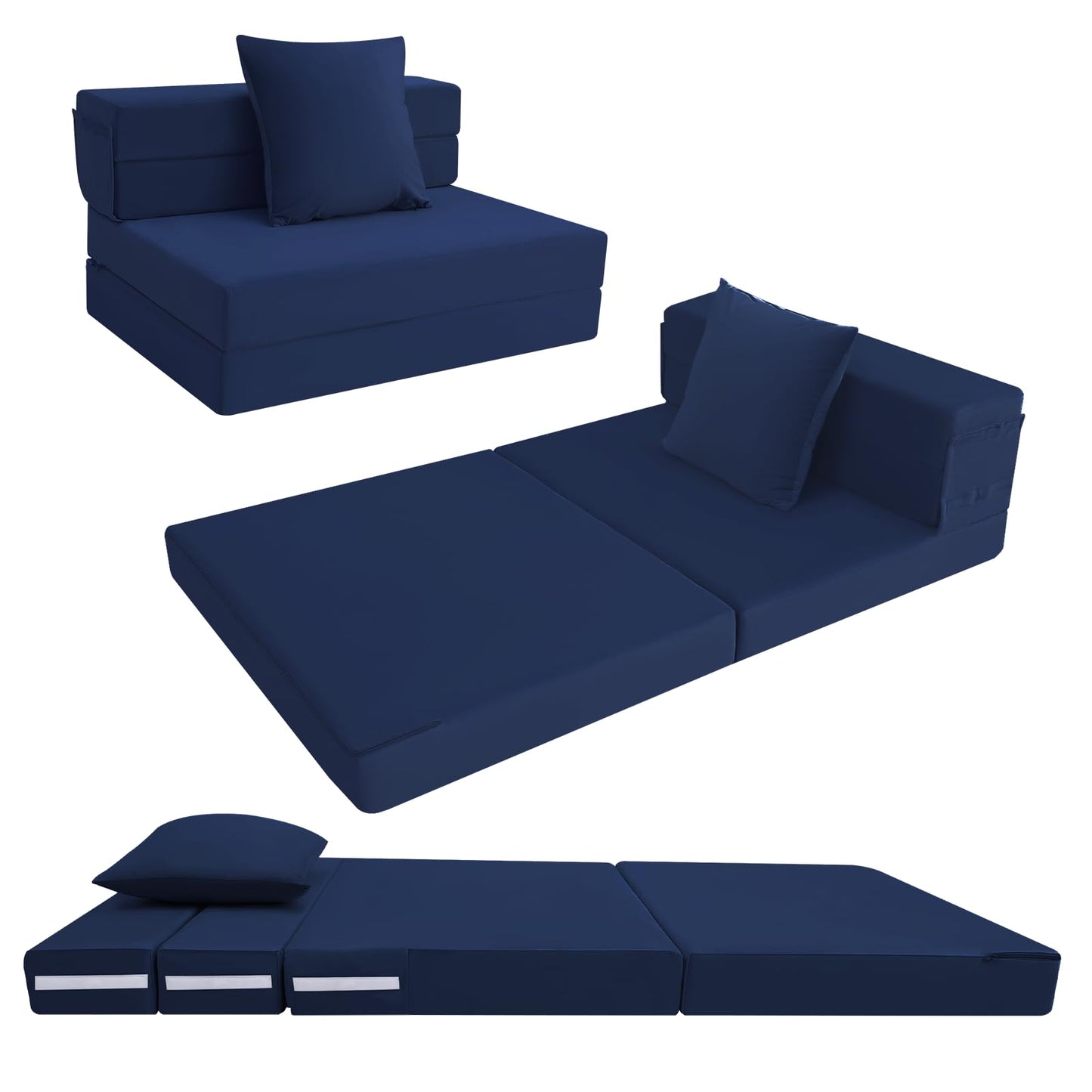 MeMoreCool Folding Floor Mattress Single, Fold Out Sofa Chair, Navy