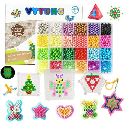 Vytung Water Fuse Beads 3600 pcs 24 Colors(6 Jelly) for Kids Beginners Activity Pack (24 Color Pack)