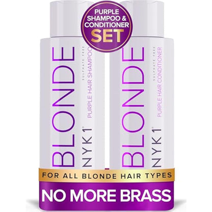 NYK1 Purple Shampoo And Conditioner For Blonde Hair (500ml x2) SULPHATE FREE Toner Bleached - Sets Silver