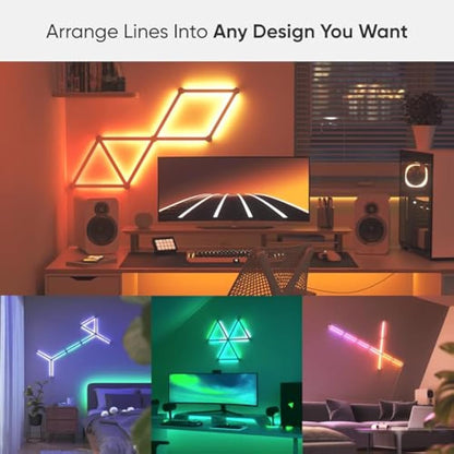 Nanoleaf Lines 60 Degrees Starter Kit, 9 Smart Light Bars LED RGBW - Backlit Modular Wi-Fi Colour Changing Wall Lights, Music & Screen Sync, Works with Alexa Google Assistant Apple Homekit, Room Decor