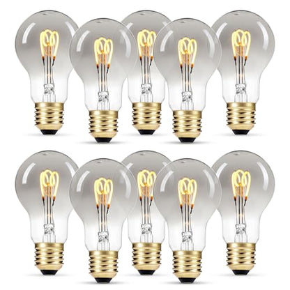 greenandco E27 A60 LED Vintage Filament Bulb Silver Grey 3W 90lm 1800K Extra Warm White 360 230V, no Flicker, not dimmable, 10-Pack