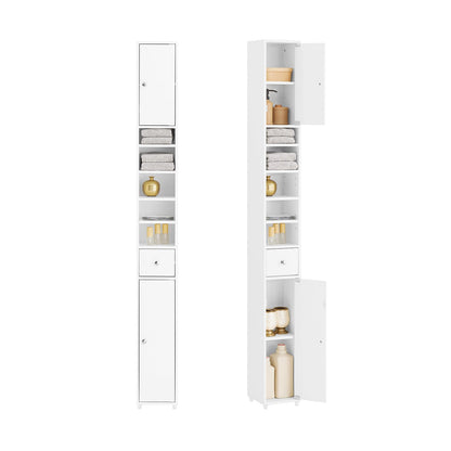 SoBuy 20cm Wide Bathroom Tall Cabinet Cupboard Bathroom Storage Cabinet White W20 x D20 x H180cm BZR34-W
