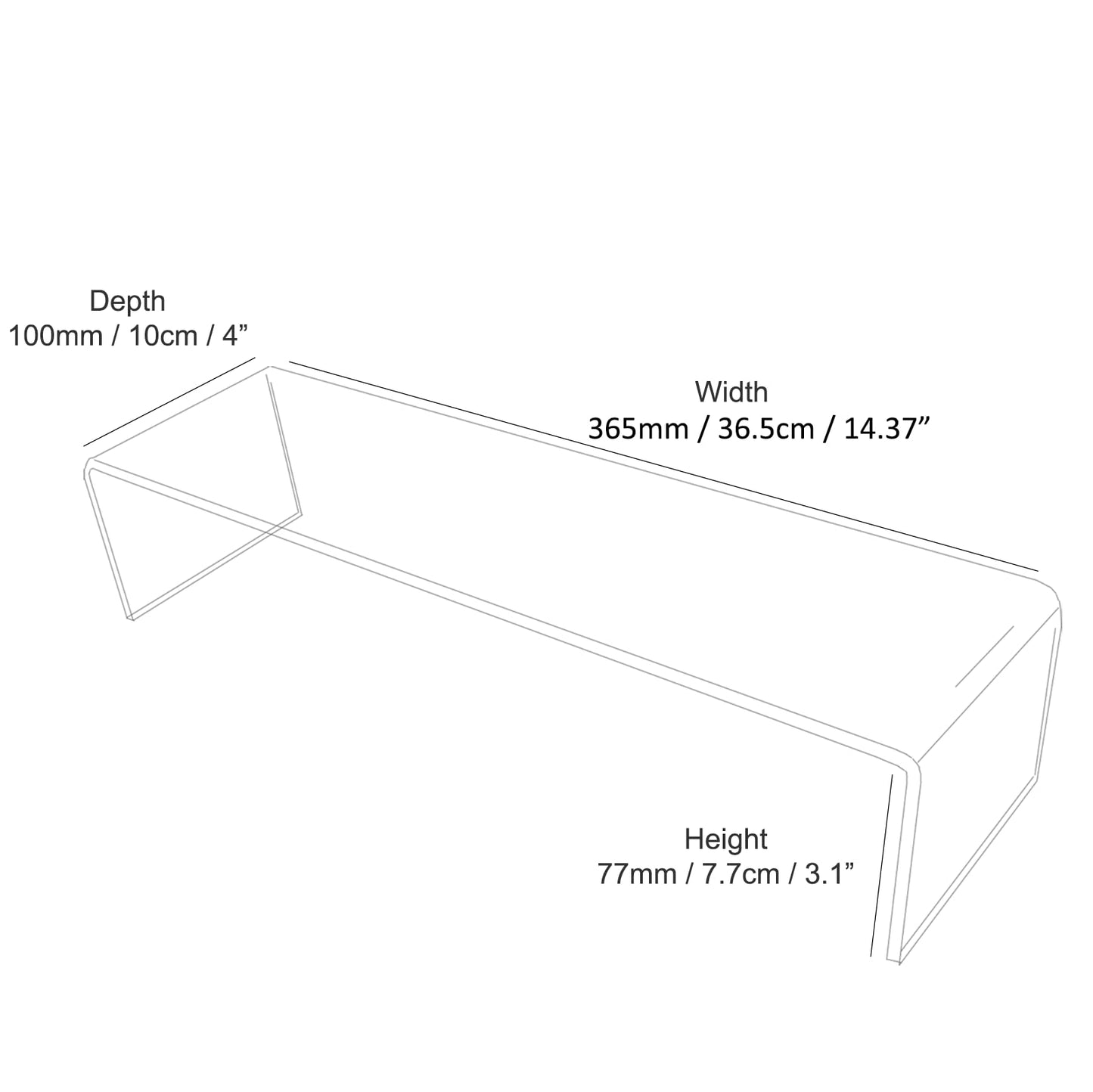 Acrylic Plinth Shelf Risers to Fit Detolf Cabinets Retail Shop Display (DS80) (Black Gloss)