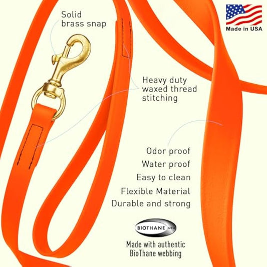 Viper Biothane Working Tracking Lead Leash Long Line for Dogs 2 Colors and 6 Sizes,3/4" x 33ft