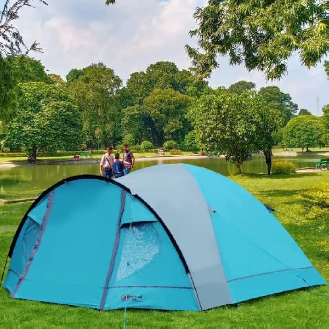Portal 3-4 Man Tent with Porch, Camping Tent for 3 to 4 Persons with Sewn-in Groundsheet, 4000mm Waterproof Family Tent with Bedroom, Lightweight Dome Tent for Outdoor Garden Backpacking Hiking