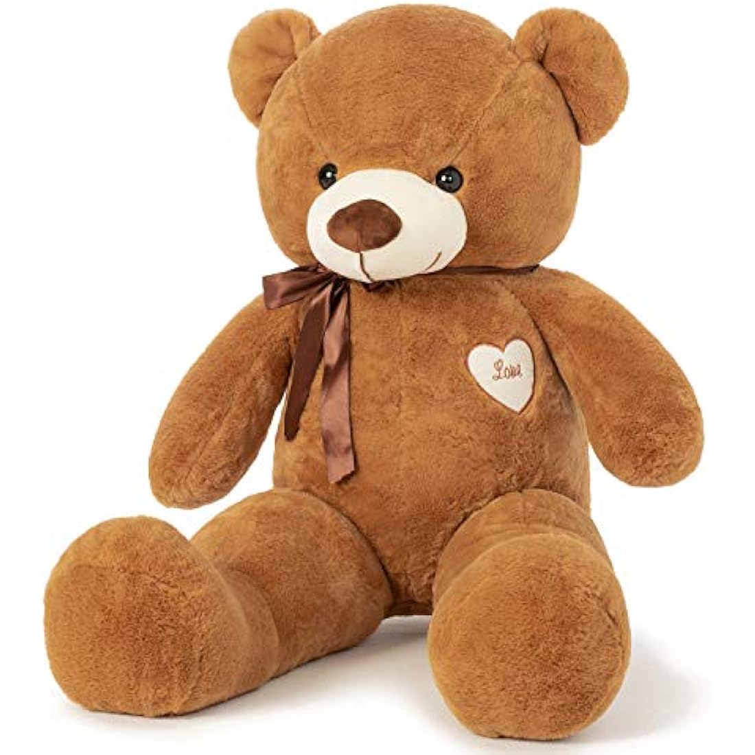 YunNasi Giant Teddy Bear Big Teddy Bear Large Stuffed Animal Toy Plush Teddy Doll With Love Heart and Ribbon (39 Inches/100cm, Brown)