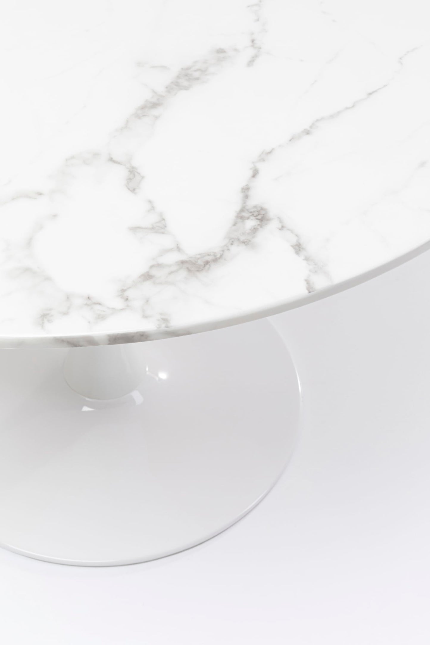Kare Design Table Veneto Marble, White, Diameter 110cm, Modern Round Dining Table for 4-6 People, Furniture for Dining Room, Kitchen, Living Room