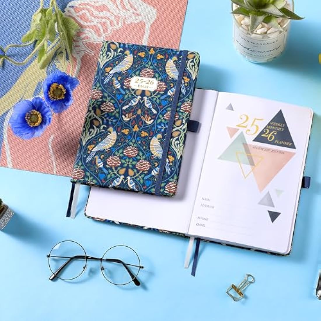 Academic Diary 2025-2026 - A5 Diary Week to View from August 2025 to July 2026, Pen Holder, Inner Pock, Premium Hardcover, 14.6 * 21.4 cm
