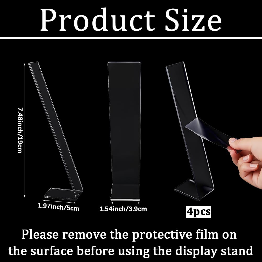 SOFPLATE 4Pcs Acrylic Hair Clip Stand Barrette Holder Display L Shaped Rectangle 1.5 x 2 x 7.5 Inch Blank Hairpin Storage Organizer Rack for Selling