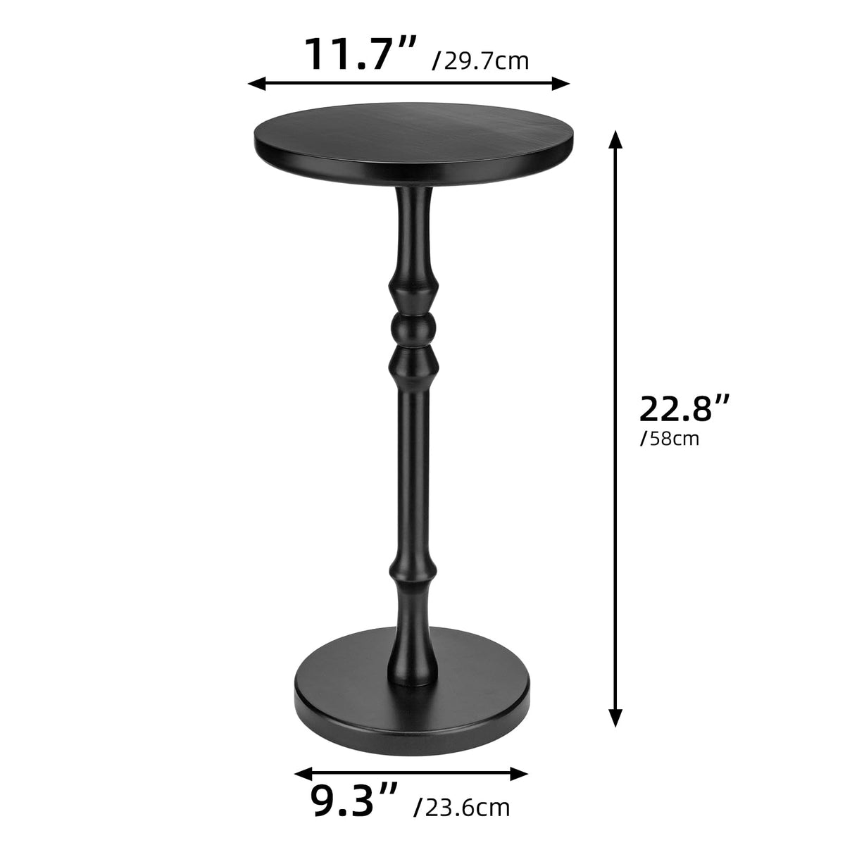 Lampaggio Round Side Table for Small Spaces, Drink Table with Oak Wood Pedestal Base, Modern Accent End Table or Nightstand for Living Room, Bedroom