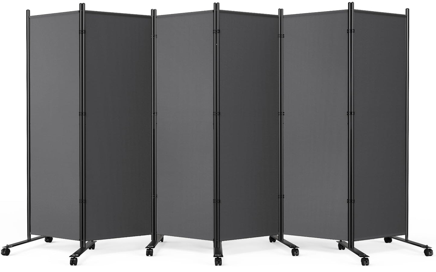 6 Panel Room Divider 183CM Folding Privacy Screens with Lockable Wheels