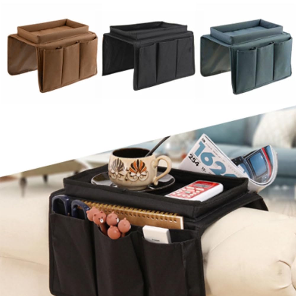 DZOZO Sofa Chair Couch Armrest Organizer Remote Control Holder Caddy Handset Holder Armchair Storage Bag with Cup Holder for Tablet, Phone, Pad, Book