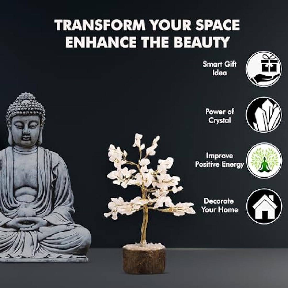 Wonder Care Rose Quartz Crystal Tree for Home Decorations Crystals and Healing Stones Witchy Room Crystal Decor Tree Crystal Gifts Gem Tree Christmas Tree Stands for Real Tree…