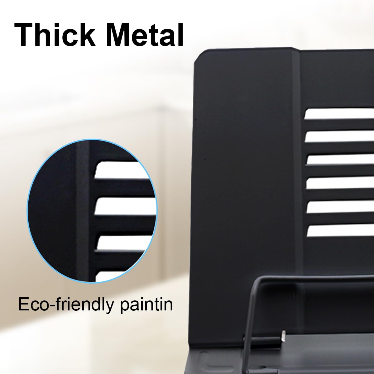 Garegce Metal Book Stand Folding, Book Holder, Cookbook Stands 6-Position Adjustable Height for Reading Rack, Tablet, Mobile Phone