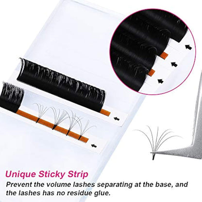 Fadlash Easy Fan Lashes D Curl 0.07 10-11-12mm Mixed Tray Russian Lashes Natural Look Self Fanning Eye Lashes Automatic Blooming Russian Eyelashes Extensions
