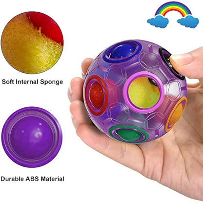 ROXENDA Magic Rainbow Ball with 12 Holes, Puzzle Ball Skill Game - Brain Teaser & Fidget Ball for Kids from 6 Years - 2 Pack (Blue&Purple)
