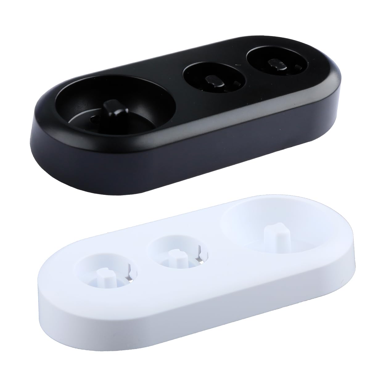 GroveEss Electric Toothbrush Holder Compatible With 2 Heads, Plastic Organizer Stand for Oral B (White+Black)