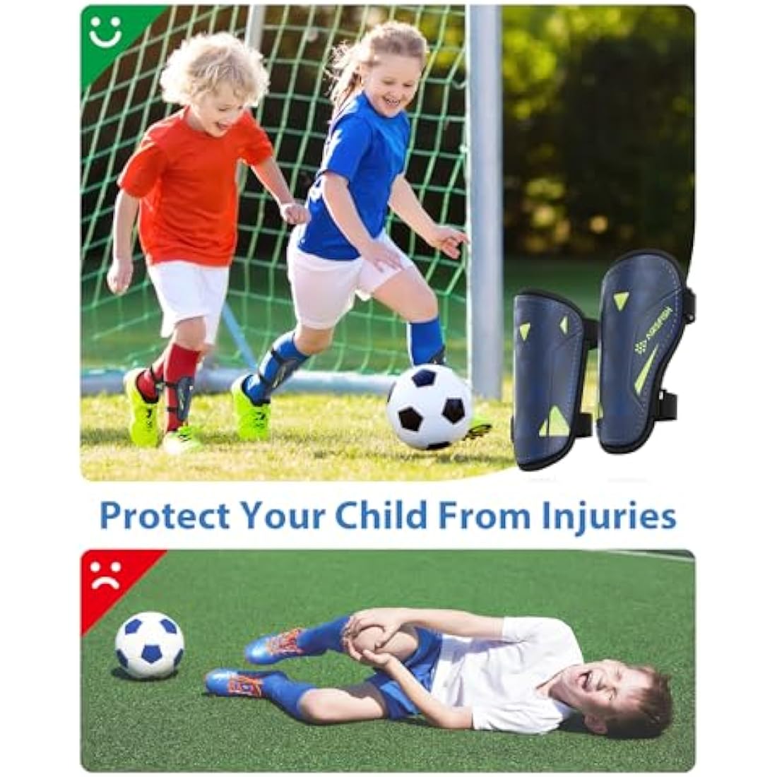 Shin Pads Boys CE Certified Airsfish Kids Football Shin Guards Breathable Non Slip Extended Adjustable Straps Lightweight Soccer Shin Pads for Boys Girls Teens Leg Calf Protective Gear
