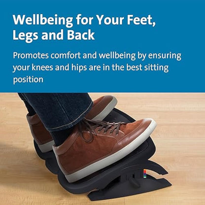 Kensington Adjustable Ergonomic Foot Rest - SoleMate Plus under desk foot rest for improved posture, siatica and orthopedic relief - Black (K52789WW),55 x 36 x 9 cm