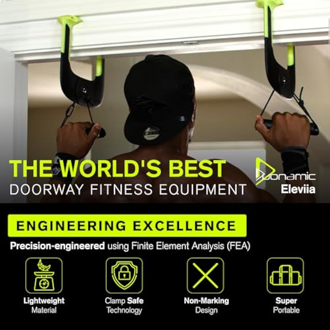 Duonamic Eleviia Neutral Grip Pull up Handles - Portable Pull up Bar for Travel, Workplace or Home - Pull up Bar Doorway - Pull up Grips - Perfect for Calisthenics Enthusiasts, Gymnasts & Climbers