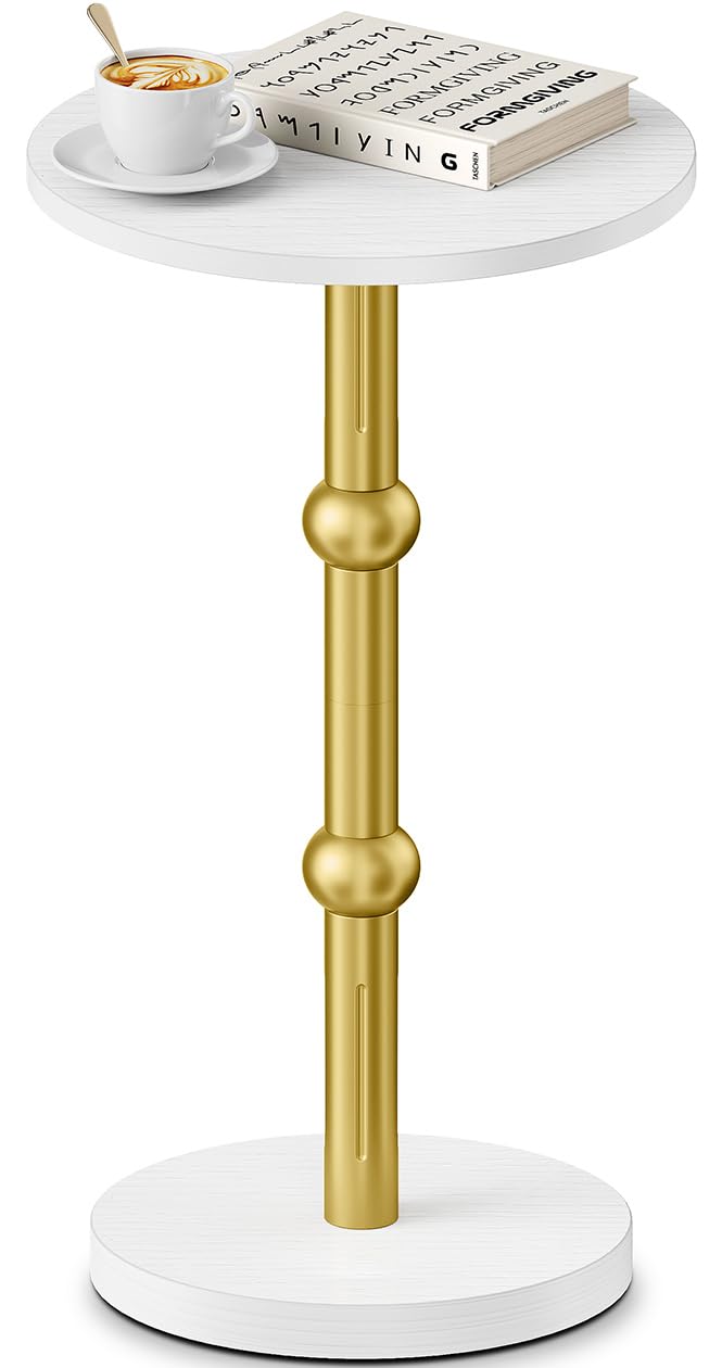 Yuede Round Side Table, Small Coffee Table, Pedestal Drink Table for Small Space, Round Bedside Table, Sofa Table, Living Room, Bedroom