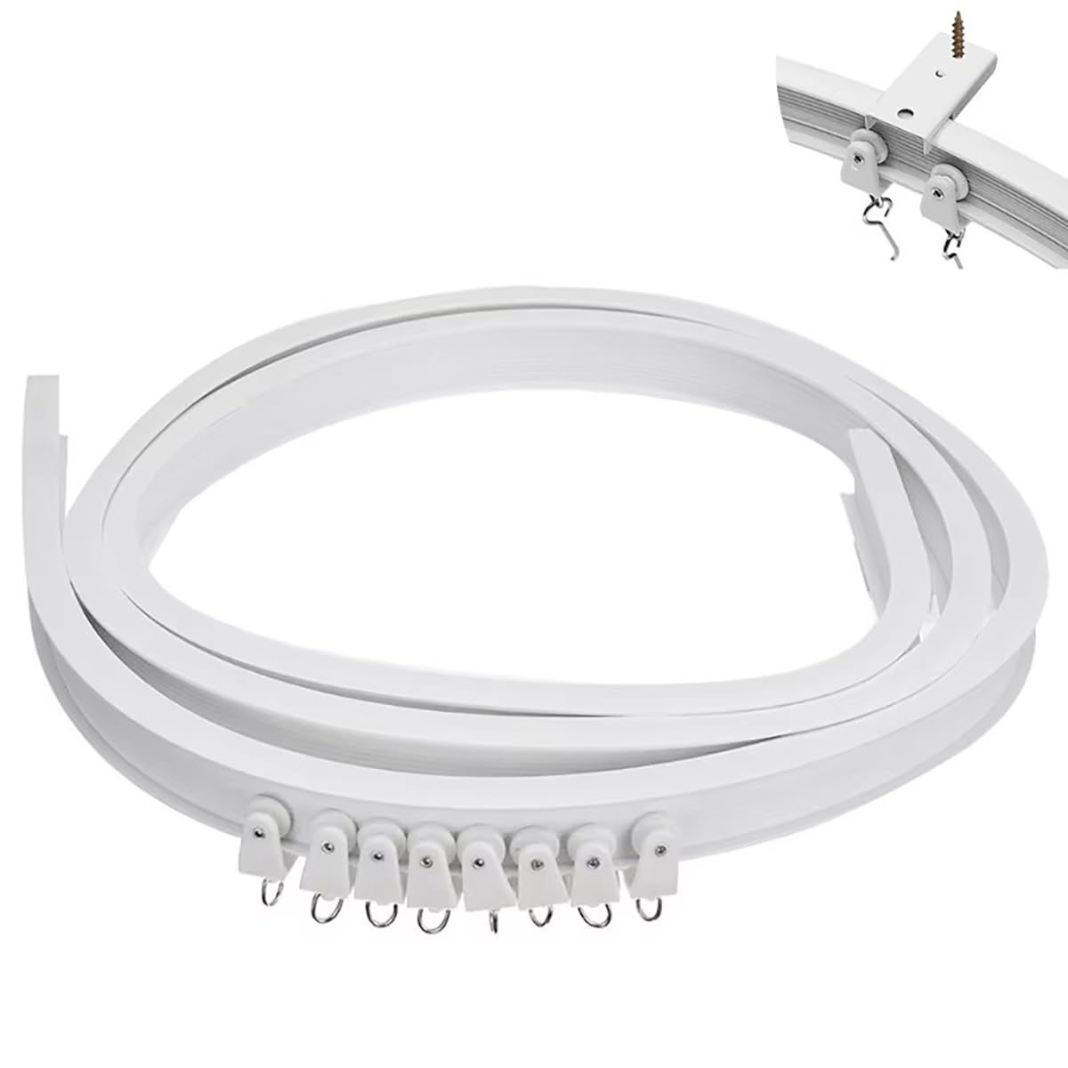 Bendable Plastic Metal Alloy Rod Flexible Window Curtain Track Poles Ceiling Mounting (100cm Ceiling Mount)