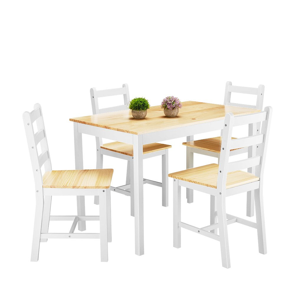 Panana Wooden Dining Table Set with 4 Chairs Contemporary Dining Furniture in Choice of Colors(Natural)