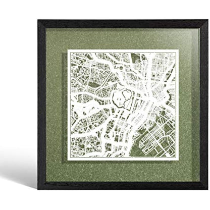 O3 DESIGN STUDIO Tokyo Marco de Papel para mapas, White map, Black frame, 9x9 inches, Gift Boxed, 4 background color, self-changing, Paper Art