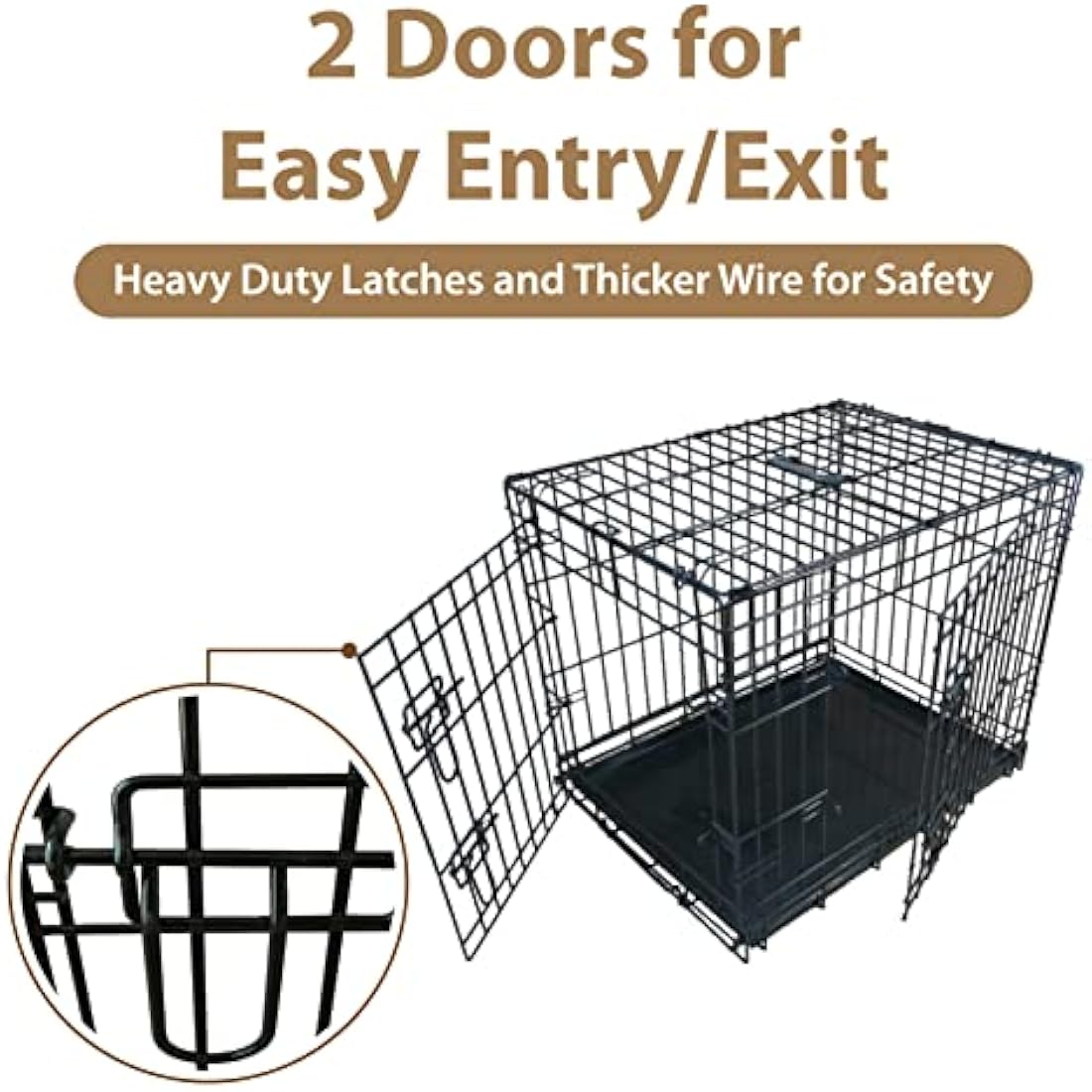 Ellie-Bo Black Standard Small 24-inch Folding 2-Door Dog Cage/Crate with Metal Tray