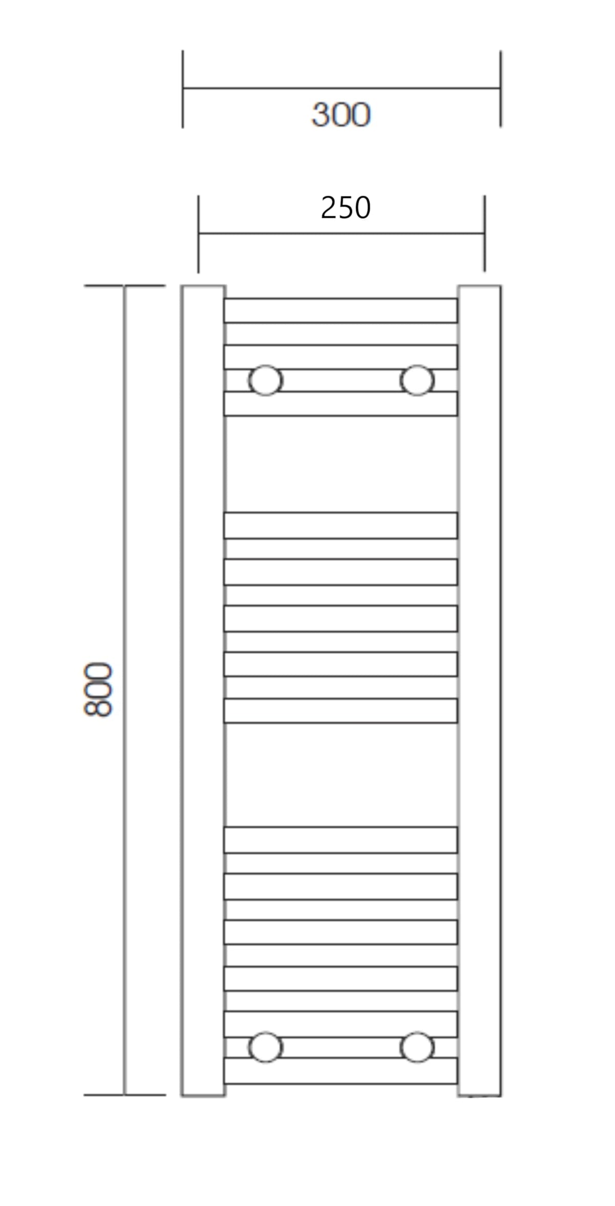 Greened House Chrome Heated Towel Rail 300mm W x 800mm H