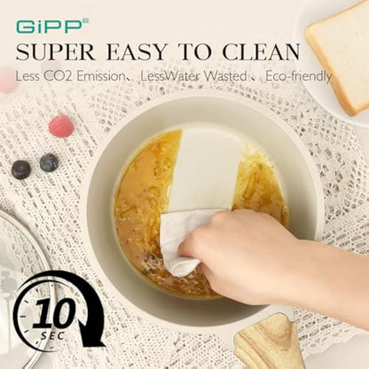 GiPP Nonstick Sauce Pan with Lid - 3.6L Small Sauce Pot Non Stick Cooking Pot with Stay-Cool Handle, Kitchen Pots Granite Saucepan Induction Compatible, PFOA Free(White, 20cm)