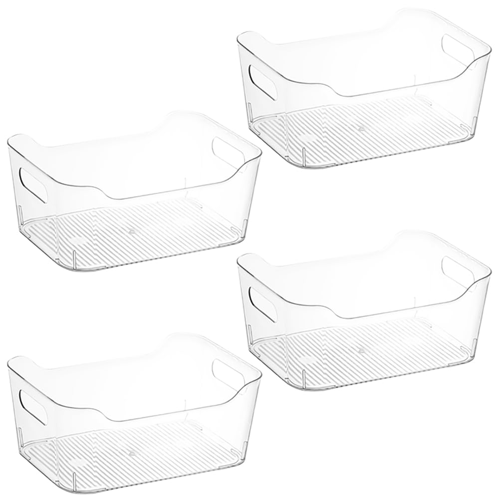 GEMMAHW 4Pcs Clear Drawer Organiser Tray Set - Clear Plastic Containers Organizers for Kitchen Cupboards