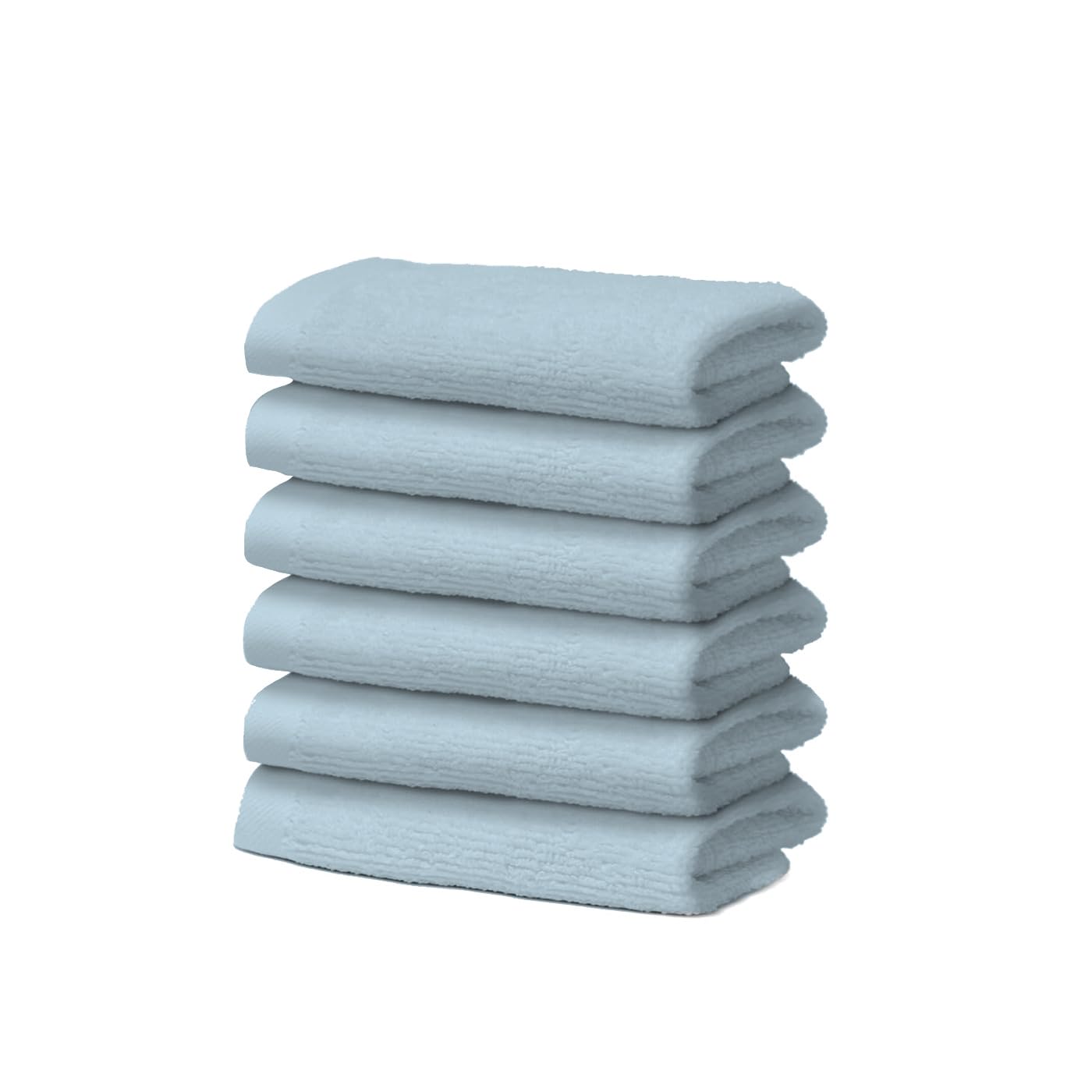 Set of 6 Face Towels in 100% Cotton – 30 x 30 cm – Extra Absorbent and Quick Drying – for Bathroom, Spa and Gym – Light Blue – Orlando Model