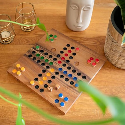 LOGOPLAY Ludo Classic Family Board Game 2-4 Players Fun Game for Kids and Andults Playing field 26 x 25 cm - wooden dice game