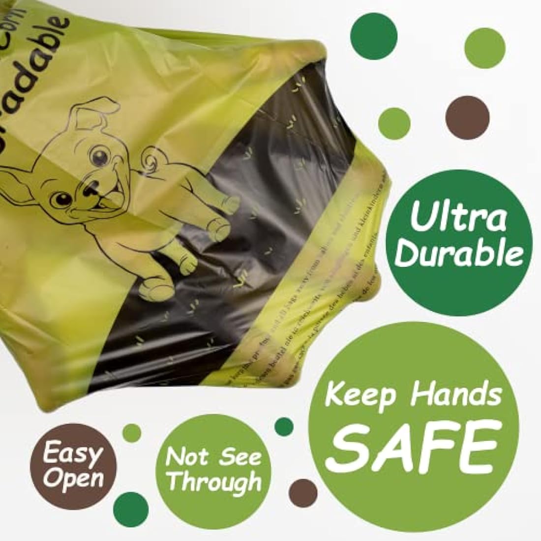 GREENER WALKER Poop Bags for Dog Waste 1080 Bags, Extra Thick Strong 100% Leak Proof Biodegradable Dog Waste Bags (Brown)