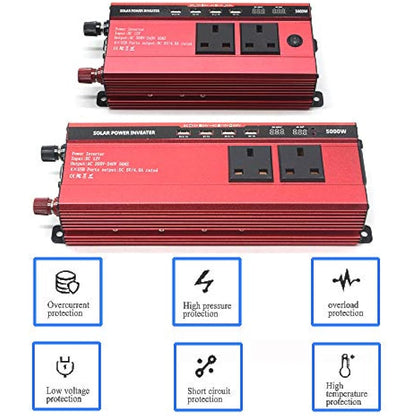 RUILASA Car 3000w power inverter DC 12v to AC 230v car converter 4 USB camp two socket with Crocodile Clip for Battery