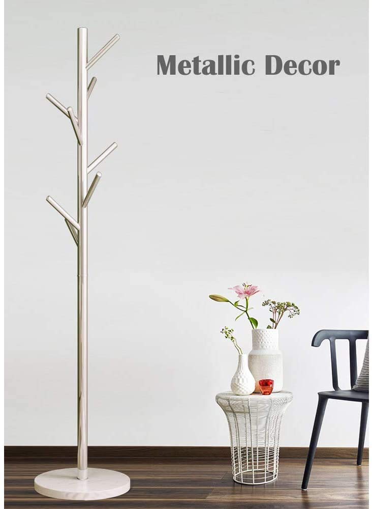 Coat Rack Stand, Super Sturdy Metal Coat Tree Clothes Rack w/ Marble Base