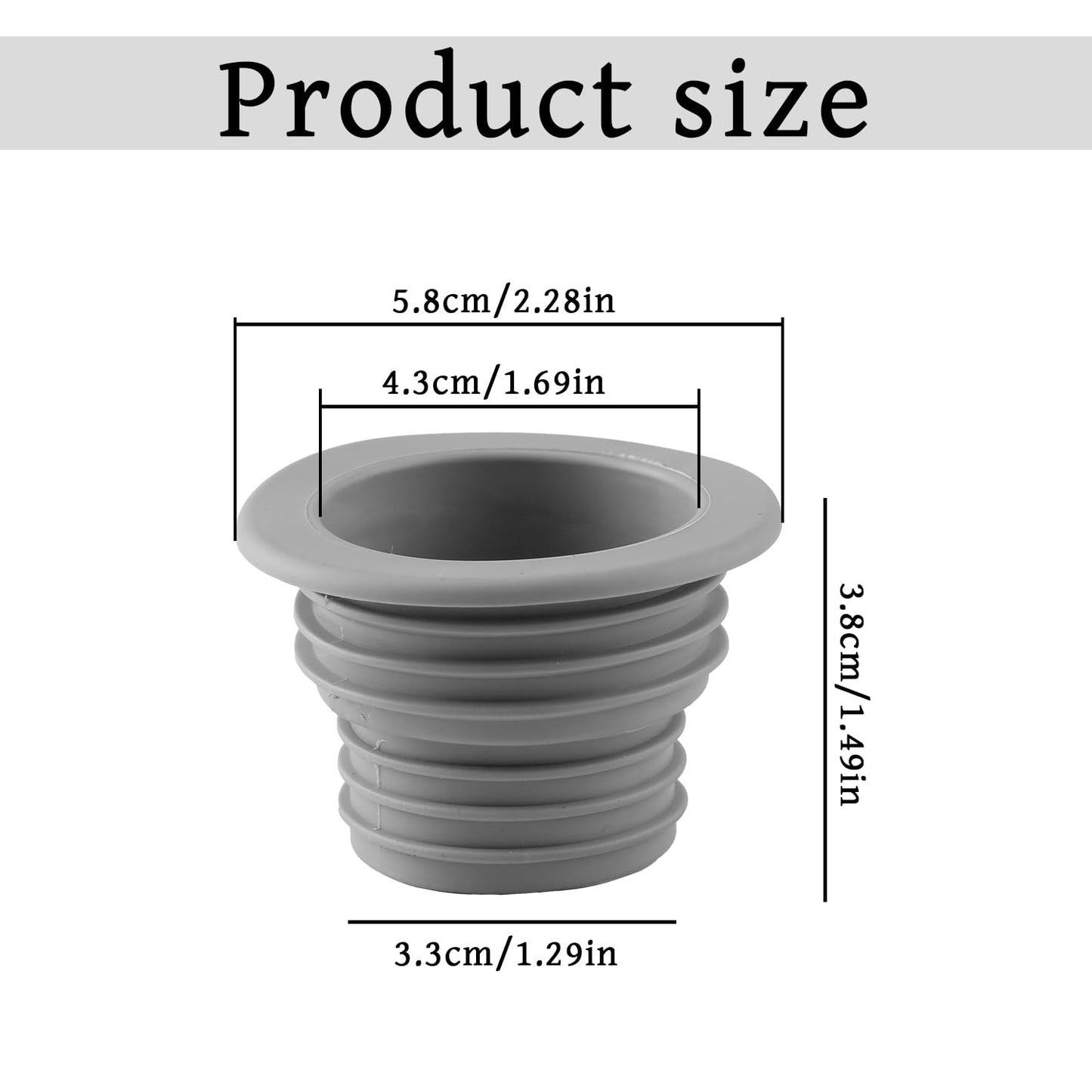 Bojueshaw 3pcs Universal Silicone Drain Plugs,Anti-Odor Flexible Pipe Seal Rings for Washing Machine,Bathtub & Kitchen Sink(Grey)