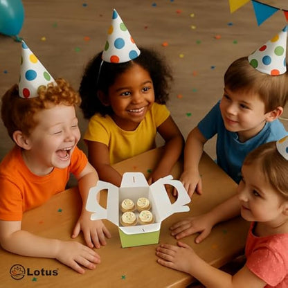 Lotus 50 x Children/Kids Plain Coloured Party Boxes Carry Food Meal Fun Picnic Birthday Wedding Favour/Baby Shower Party Halloween Trick or Treat Box Loot Bag (Yellow)