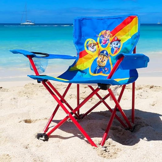 Toyland® Paw Patrol Pups Folding Children's Camping Chair With Cup Holder & Storage Bag - Perfect for Camping Trips, Beach & Garden