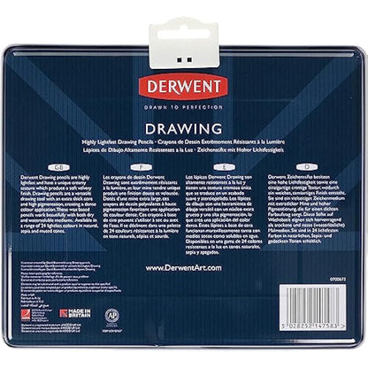 Derwent Drawing Colouring Pencils, Drawing & Writing, Set Of 24, Ideal For Illustrating & Detailing, Professional Quality, 0700672