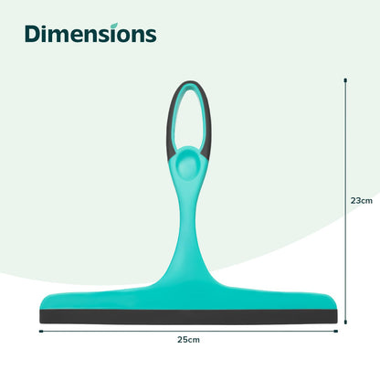 Flatro Window Squeegee Shower Cleaner Scraper Pack of 2 | Handheld Shower, Car Windows Squeegee Glass Cleaning Grey/Turquoise with Rubber Blade