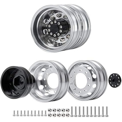 AXspeed Pack of 4 Metal Rear Wheel Rims for 1/14 RC Tamiya Tractor Climbing Trailer