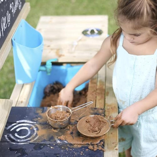 TP Toys | Mud Kitchen | Deluxe Wooden Mud Kitchen | Boys and Girls 3+ | Kids Outdoor Kitchen Playset with Water Pan, Garden Sink, and Kitchen Accessories | Garden & Sensory Pretend Play for Kids