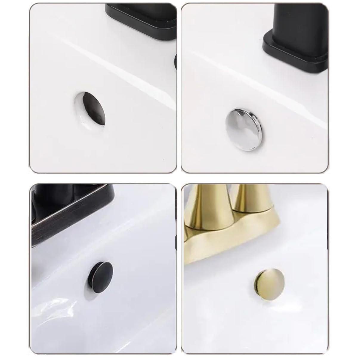 ZAAWUUT Solid Brass Sink Overflow Cover,Double Layer Copper Solid Ring Insert in Hole Round Caps for Home Shopping Mall Kitchen Bathroom (Gold)