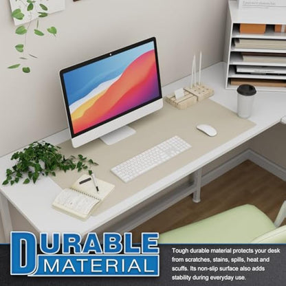 K KNODEL Large Office Leather Desk Mat, Mouse and Keyboard Pad, Computer and Laptop Mat, Desktop Protector and Cover, Writing Pad and Blotter (80x40cm, Ivory Cream)