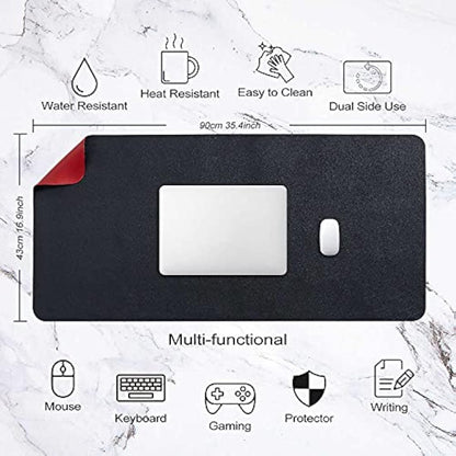 DOBAOJIA Desk Pad Large, Desk Mat, Extended Mouse Mat, Mouse Pad XXL, Desk Blotter, Laptop Pad Writing Pad for Office/Home, Dual-Side Use PU Leather Waterproof 35.4" X 16.9" (Black/Red)