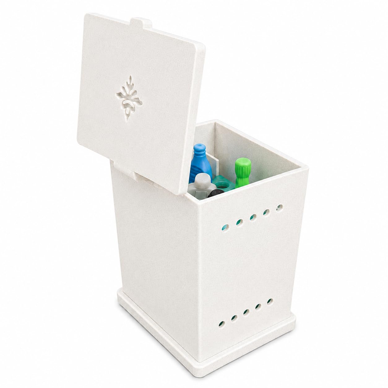 FlosSafe Interdental Brush Holder - TePe Compatible Dental Storage Box | Ventilated Hygienic Organiser | countertop Almond Stone